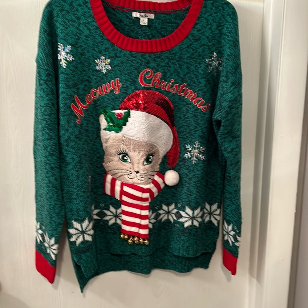 Cute and bright MEOWY Christmas Sweater.